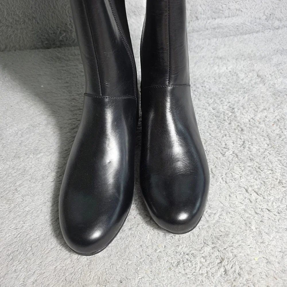 Trotters Womens Black Supple Leather Side Zip Riding Tall Boots Size‎ 6M NEW